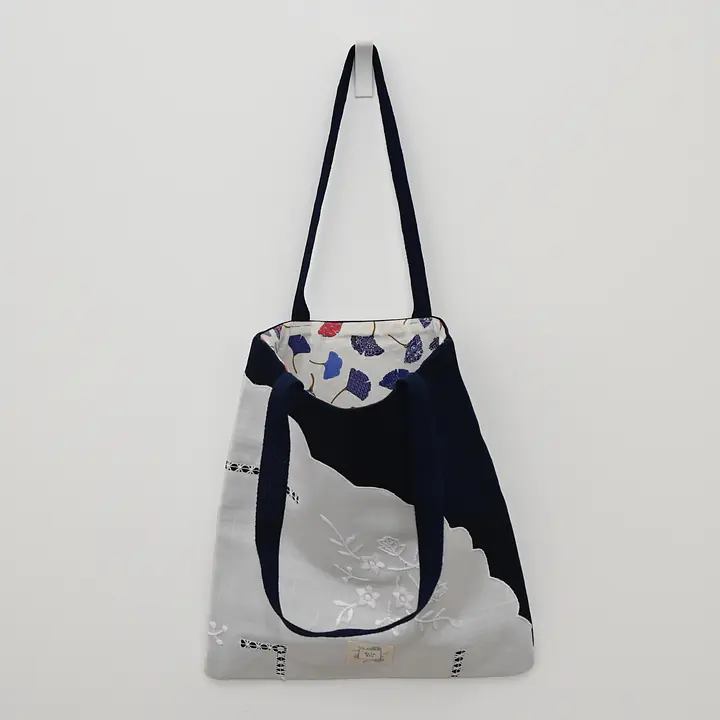 Vintage Tablecloth Appliqué Tote Bag