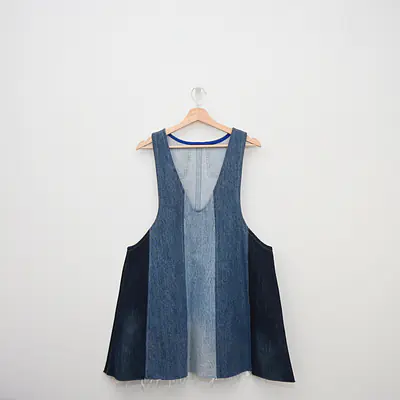 Bluebell Reclaimed Denim Dress - Size Large, 2 Pocket Sample primary image
