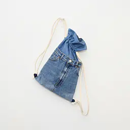 Azuri Reclaimed Denim Backpack - Black Watch Tartan Centre