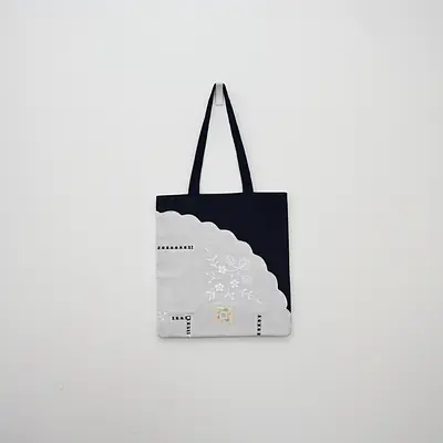 Vintage Tablecloth Appliqué Tote Bag primary image