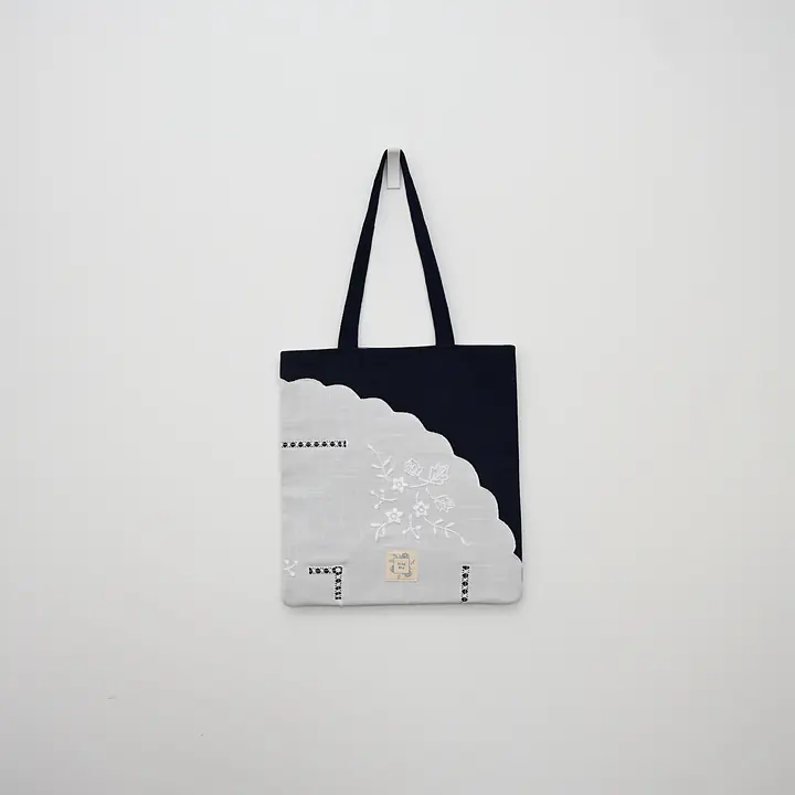 Vintage Tablecloth Appliqué Tote Bag