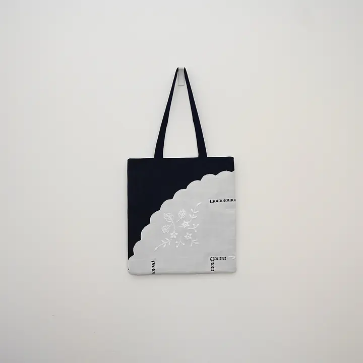 Vintage Tablecloth Appliqué Tote Bag